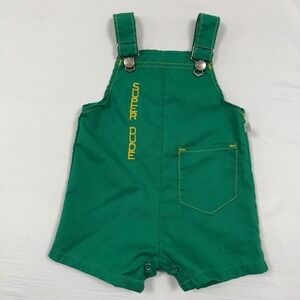 Rare Vtg Billy The Kid Green Super Dude Shortalls Overalls Kids Size 24 Months